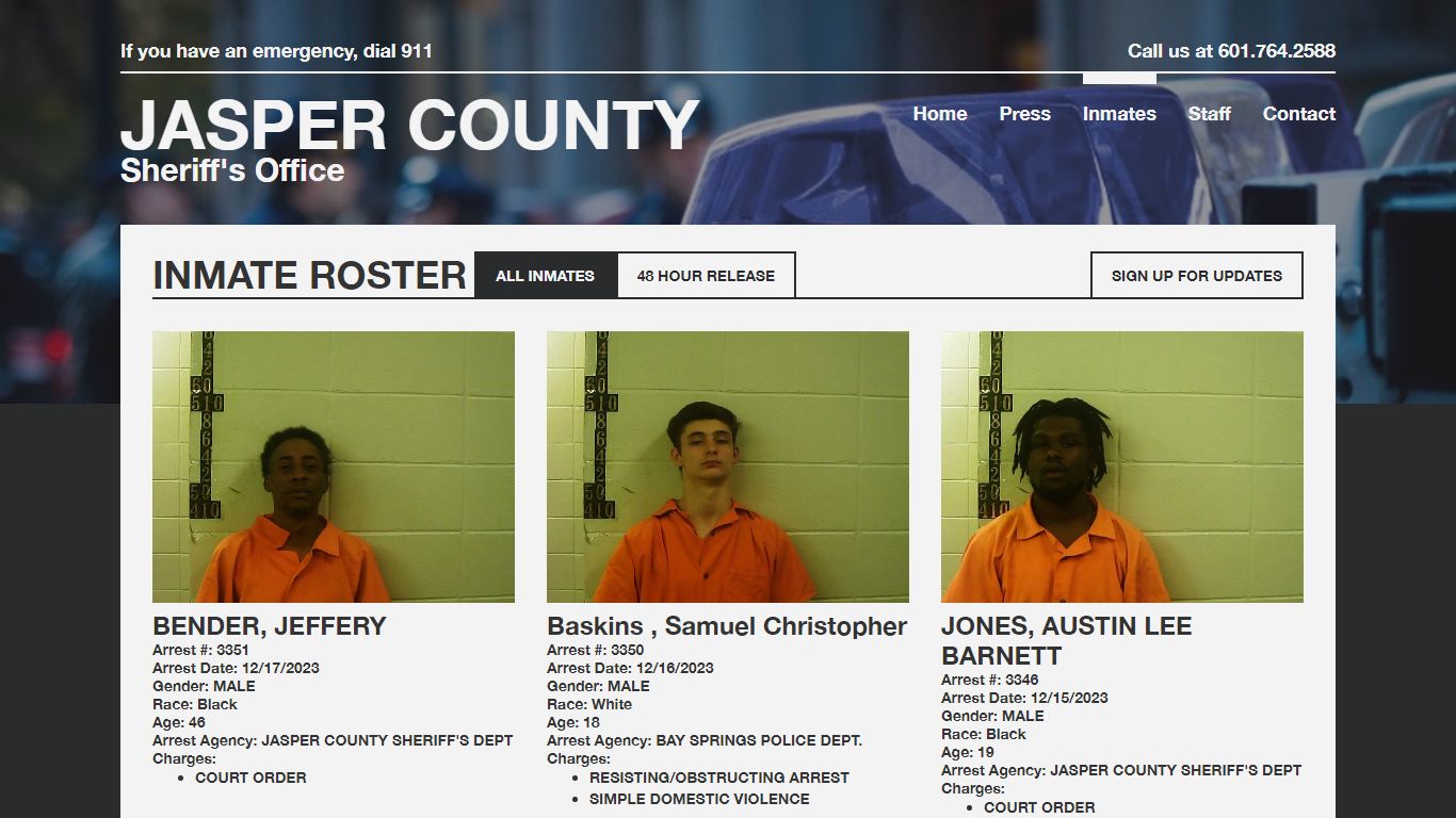 Inmate Roster | Jasper SO