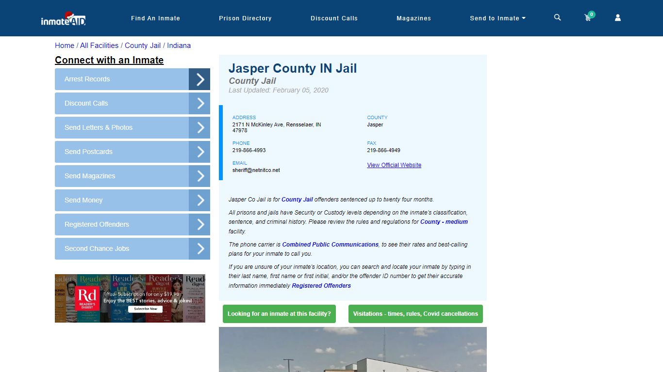 Jasper County IN Jail - Inmate Locator - Rensselaer, IN